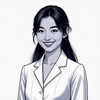 Smiling Asian woman in white blazer