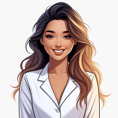 Smiling Asian woman in white blouse