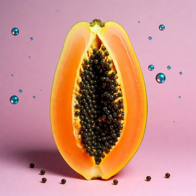 Ripe papaya cut in half