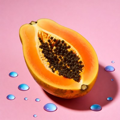 Cut Papaya with Black Seeds