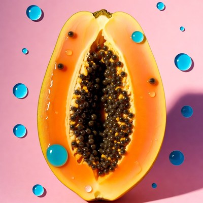 Sliced Papaya with Water Droplets