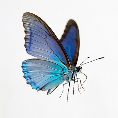 Blue butterfly on white background
