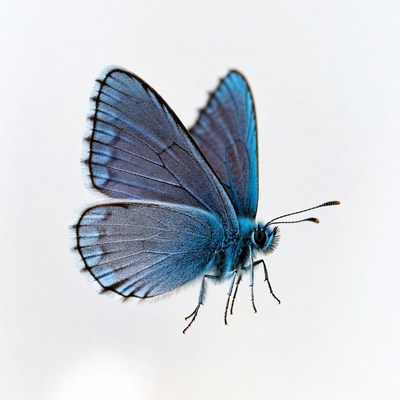Blue butterfly on white background