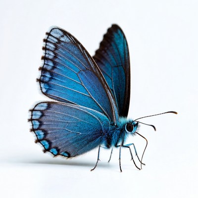 Blue butterfly on white background