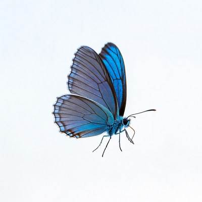 Blue butterfly on white background