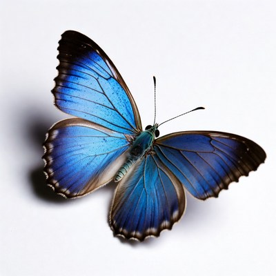 Blue butterfly on white background