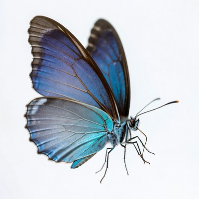 Blue butterfly on white background