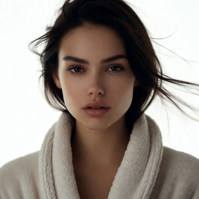 Beautiful woman in white robe