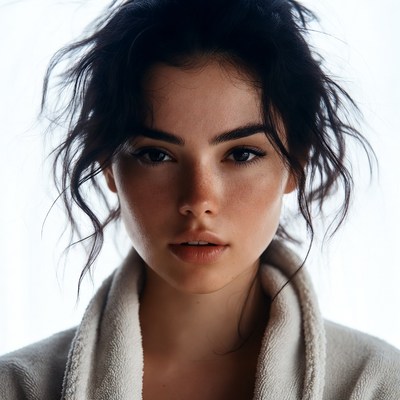 Beautiful woman with messy black hair