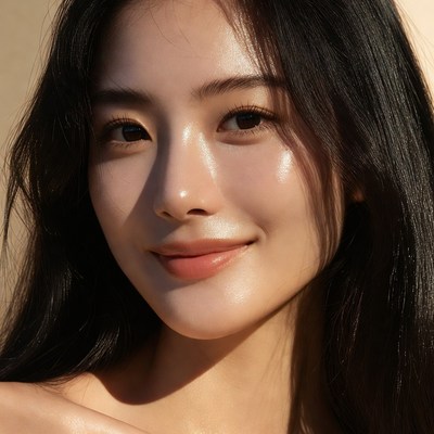 Beautiful Asian woman smiling softly