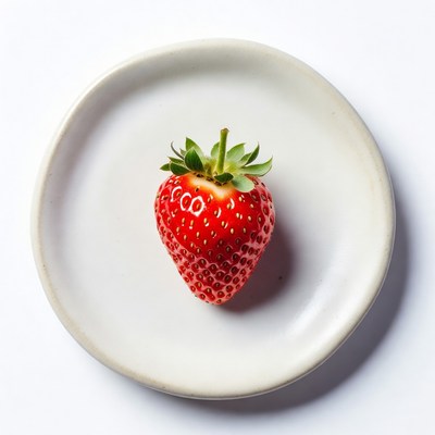 Strawberry on white plate