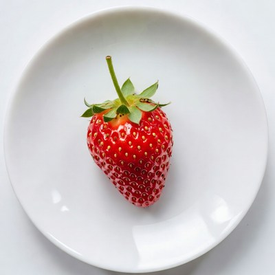 Strawberry on white plate