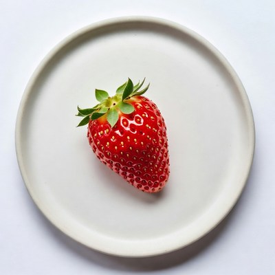 Fresh strawberry on white plate