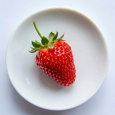 Strawberry on white plate