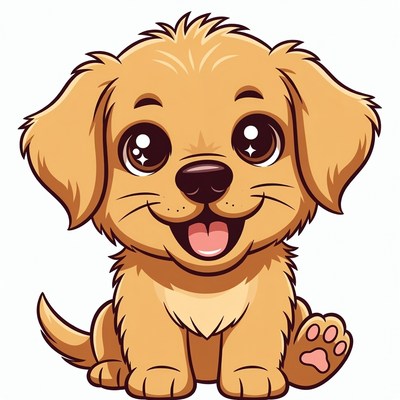 Cute Golden Retriever Puppy Illustration