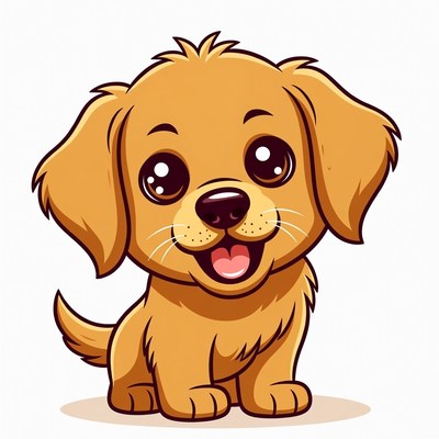 Cute golden retriever puppy illustration