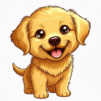 Cute Golden Retriever Puppy Illustration
