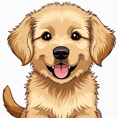 Cute Golden Retriever Puppy Illustration