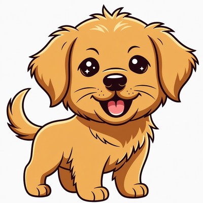 Cute golden retriever puppy illustration