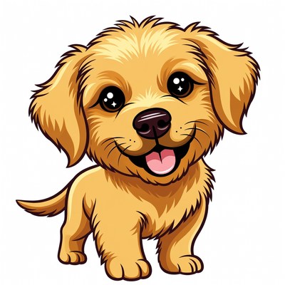 Cute Golden Retriever Puppy Illustration