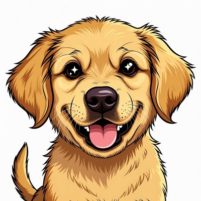 Smiling Golden Retriever Puppy Illustration
