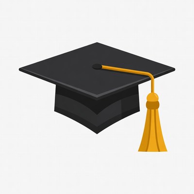 Black graduation cap with gold tassel