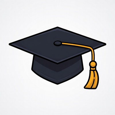 Black graduation cap with gold tassel