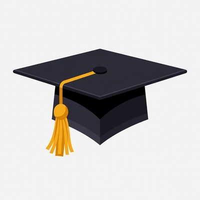 Black graduation cap with gold tassel