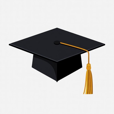Black graduation cap with tassel