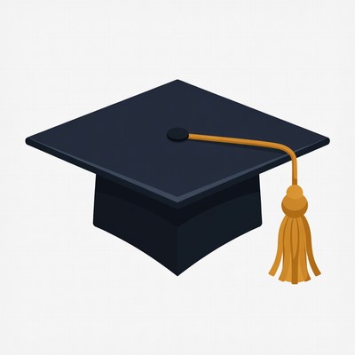 Black graduation cap with gold tassel