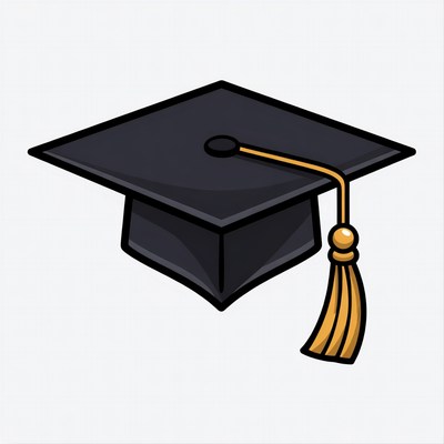 Black graduation cap with tassel