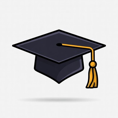 Black graduation cap with gold tassel