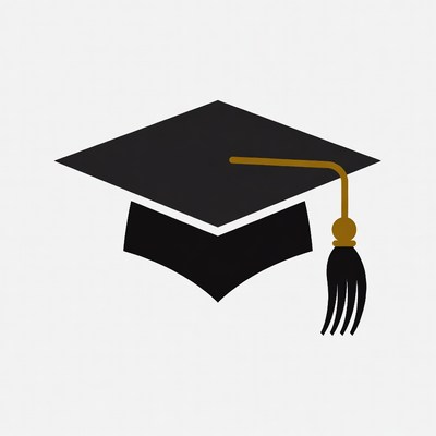 Black graduation cap with tassel