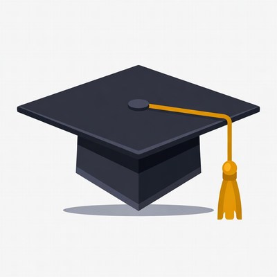 Black graduation cap with gold tassel