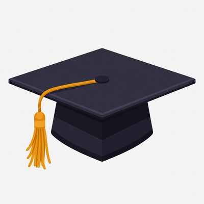 Black graduation cap with gold tassel