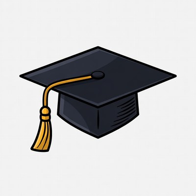 Black graduation cap with gold tassel