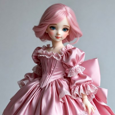 Pink-haired Ball-Jointed Doll in Gown