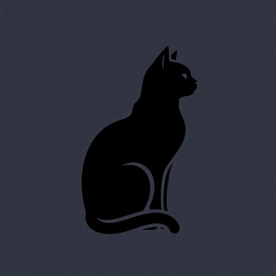 Black silhouette cat sitting
