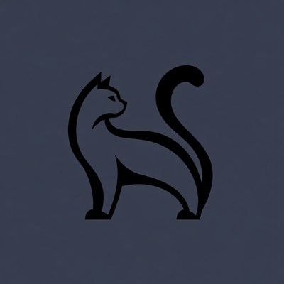 Black silhouette cat standing