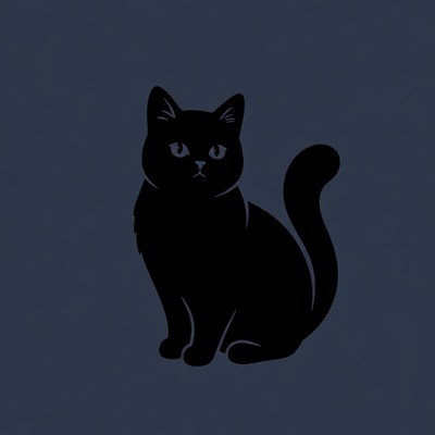 Black silhouette cat sitting