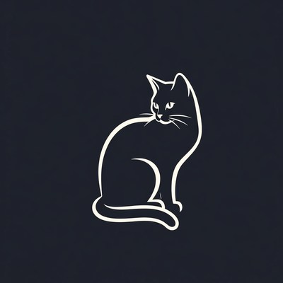 Black silhouette cat sitting