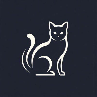 Black silhouette cat illustration