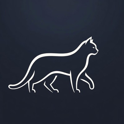 Black line art cat silhouette