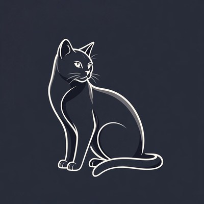 Black silhouette cat sitting