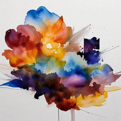 Abstract Watercolor Flower Burst