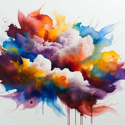 Vibrant Colorful Cloud Abstract Painting