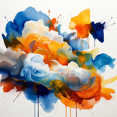 Abstract Colorful Watercolor Cloud Formation