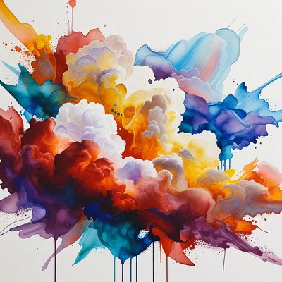 Vibrant Abstract Watercolor Cloud Explosion
