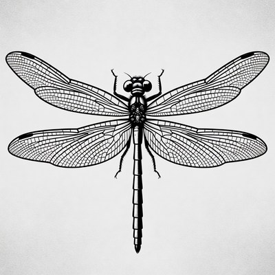 Black silhouette dragonfly illustration