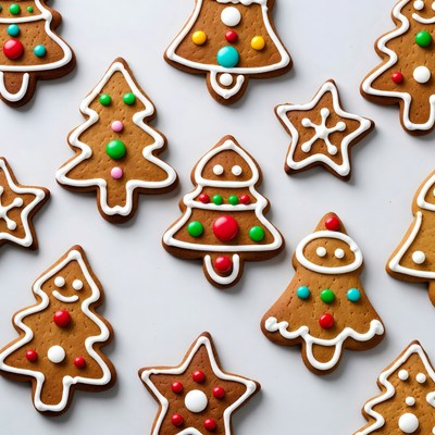 Christmas Gingerbread Cookies on White